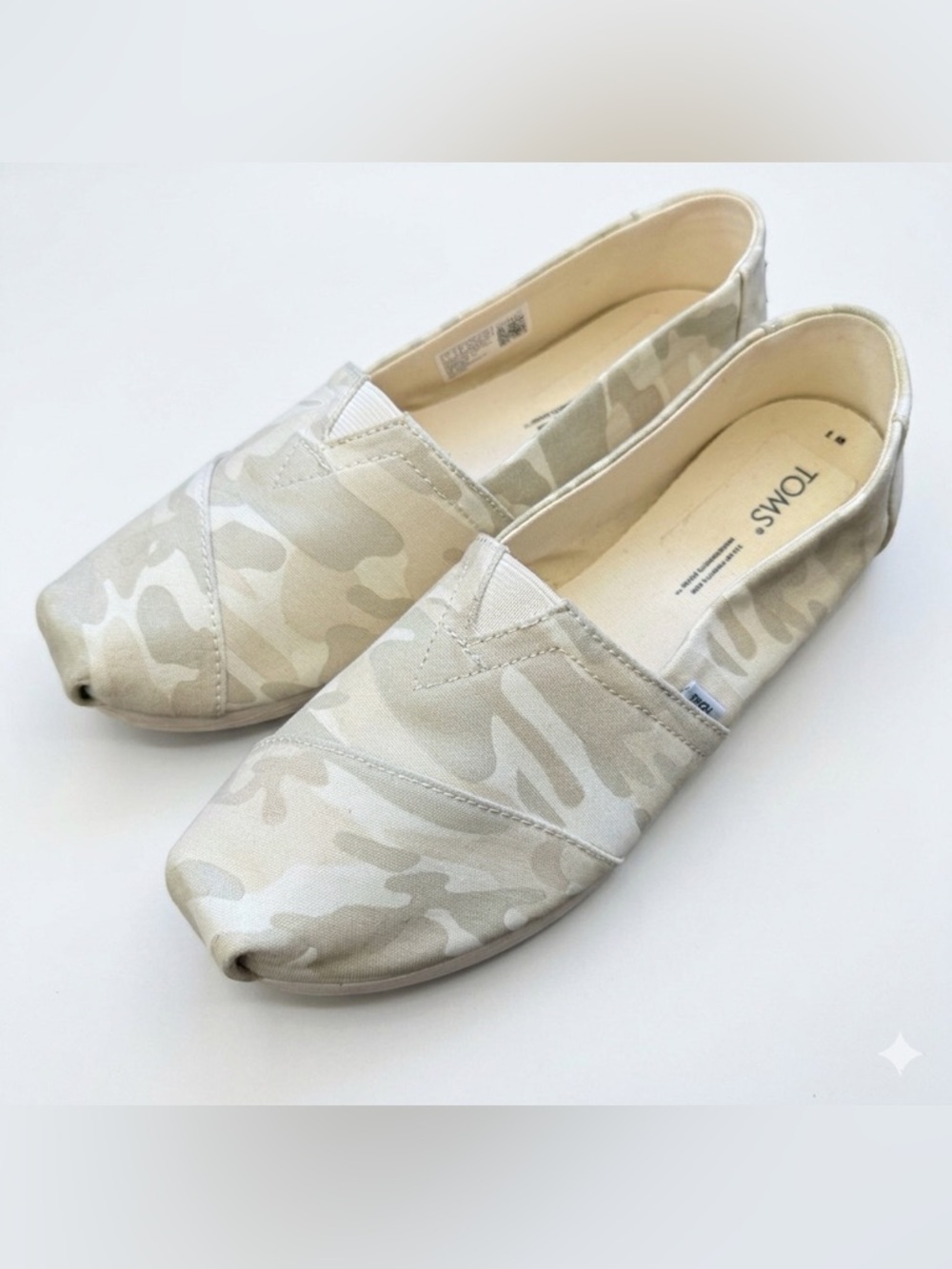 TOMS Beige Camouflage Canvas Slip-Ons